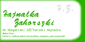 hajnalka zahorszki business card